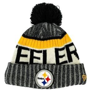 Pittsburgh Steelers NFL Team Apparel Black / Gold Ugly Christmas Beanie Pom Puff